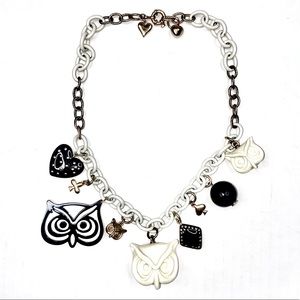 Marc by Marc Jacobs White and Black Owl Charm Necklace